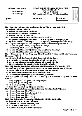 Đề kiểm tra học kì I Lịch sử lớp 12 - Mã đề 591 - Năm học 2016-2017 - Sở GD & ĐT Kiên Giang